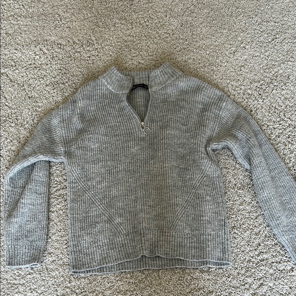 Gray Cowl Neck Sweater with Long Sleeves